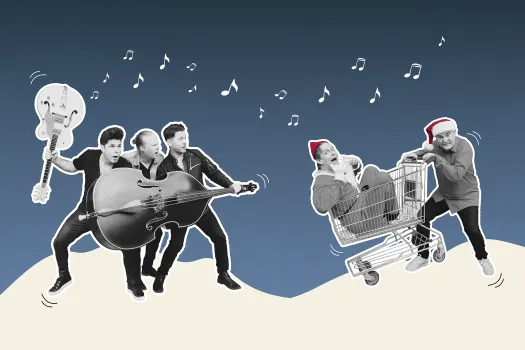 Bild på deltagarna i julshowen Tomten kommer bara en gång.